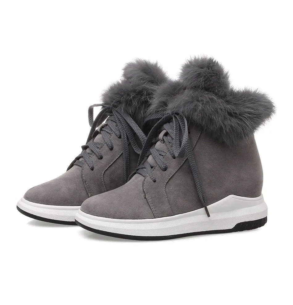 Women's Winter Suede Leather Lace-Up Ankle Boots