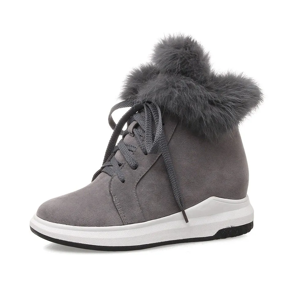 Women's Winter Suede Leather Lace-Up Ankle Boots